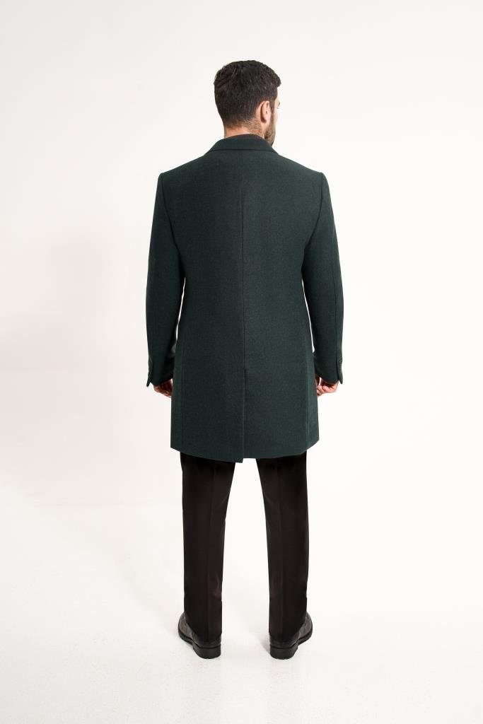 Пальто мужское MAZALTOVMAN премиум Зеленое фактурное