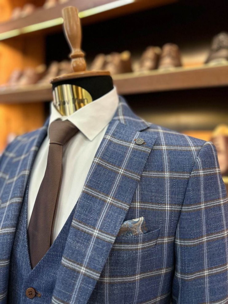 Костюм MAZALTOVMAN 3-ка премиум Синий в клетку