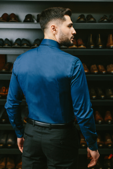 Рубашка MAZALTOVMAN Синяя приталенная