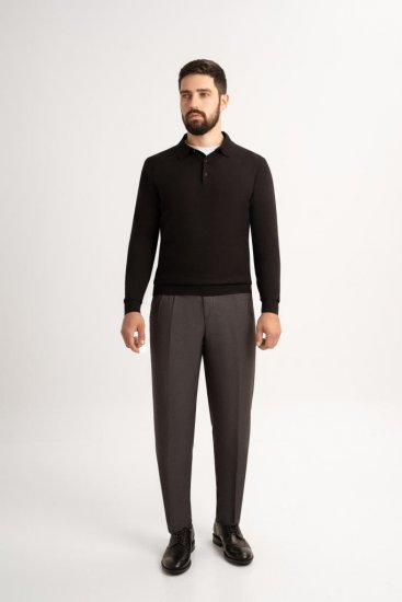 Поло ХЛФ Черное с пуговицами