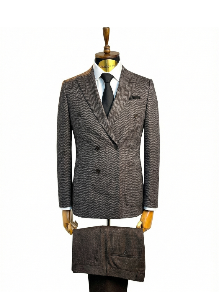 Костюм MAZALTOVMAN 2-ка Двубортный бордовый в елочку премиум линейка